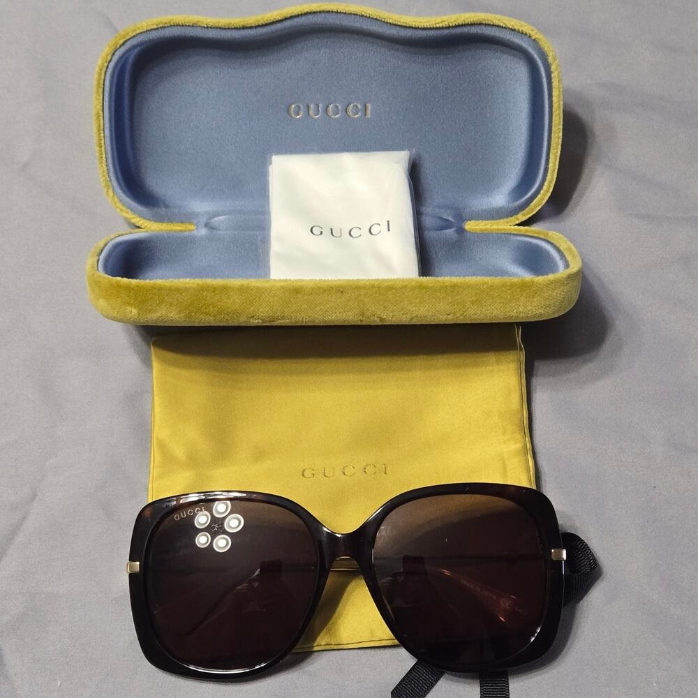 Gucci Oversized Square Tortoiseshell Sunglasses GG0511S Dark Havana & Gold